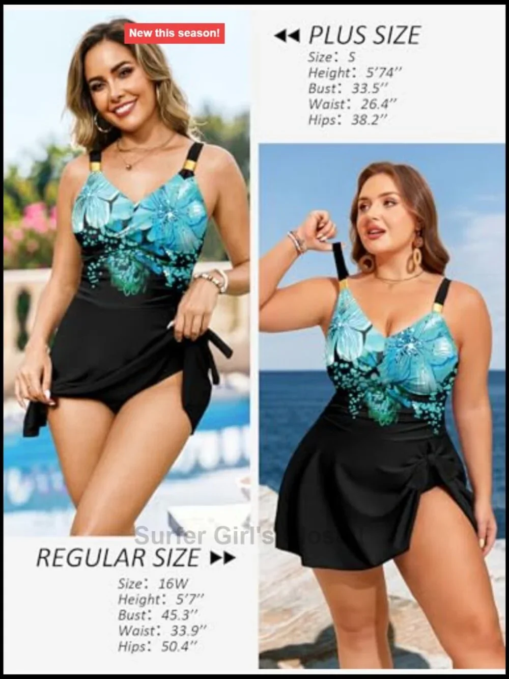 Tummy Control One Piece Swimdress with Skirt Full Coverage Adjustable Straps